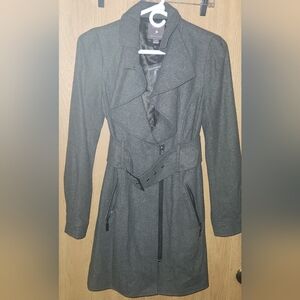 Forever 21 Gray Womens Peacoat w/ Ruffled Collar Size  Small Petite